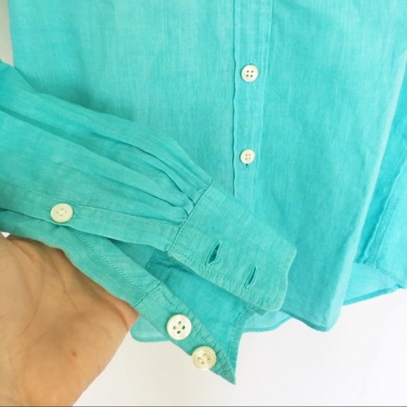 J Crew blue 100% cotton button up XXS - Picture 5 of 7